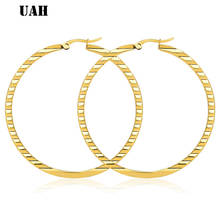 UAH Gold Stainless Steel Big Circle Round Hoop Earrings Long Basketball Celebrity Creole Earrings Brincos Jewelry for Women 2024 - buy cheap