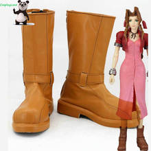 Ff7 final vii tênis fantasia de couro marrom, com sapatos longos cosplay rifles de couro para halloween e natal 2024 - compre barato