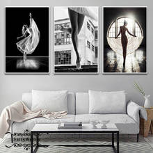 Bela menina ballet dança posters impressão pintura da lona nordic arte da parede modular fotos para sala de estar moderna decoração casa 2024 - compre barato