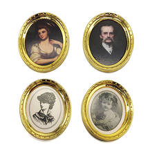 4pcs Golden Metal portrait-painting Frame Oil Painting 1:12 Miniature Dollhouse Furniture 2024 - buy cheap