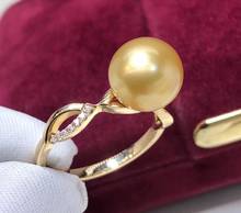 Anillos de perlas D109 para mujer, joyería fina de oro de 18K, pétalos dorados del mar oceánico Natural, anillos de perlas finas de 10-9mm 2024 - compra barato