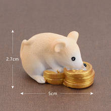 Pale Yellow Chinese Mouse Year Lucky  Money Fortune Cute Mouse Ornaments Rich Mice Small Statue Figurine Crafts Cute Animal Deco 2024 - buy cheap