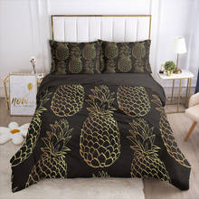 Custom Bedding Set 3D HD Black Golden pineapple Double Full Queen King Size Blanket Duvet Cover Pillowcases Bedclothes 2024 - buy cheap