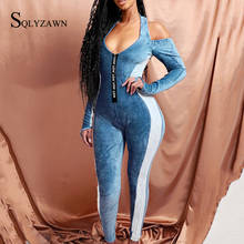 Striped Velvet Jumpsuit Women Sexy Off Shoulder Casual Long Sleeve One Piece Bodycon Party Night Deep V Neck Velour Jumpsuit 2024 - buy cheap