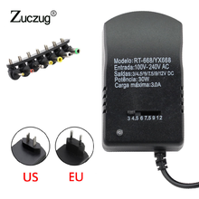 Adaptador de corriente Universal ajustable, Multi voltaje, 3v, 4,5 v, 6v, 7,5 v, 9v, 12v, Cable convertidor, 7 enchufes, 30W 2024 - compra barato