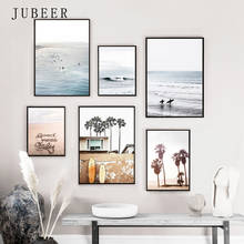 Carteles e impresiones de Surf de estilo escandinavo, imágenes de pared de playa de mar para sala de estar, impresiones de lienzo de coco, arte de viaje paisajista 2024 - compra barato