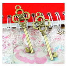 Pingentes de chaves antigos banhados a bronze, pingentes de chaves, colar personalizável, feito à mão, brinco, pulseira, jóias, 53*20mm, 20 peças 2024 - compre barato