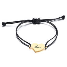 New Fashion Engraved Heart Rope Bracelet Black Lover's Bracelet Wholesale Bracelets For Boyfriend Girlfriend Gift Dropshipping 2024 - buy cheap