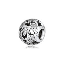 Fits for Pandora Charms Bracelets Dazzling Star Beads with Clear CZ 100% 925 Sterling Silver Jewelry Free Shipping 2024 - buy cheap