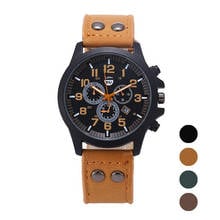 Military Leather Waterproof Date Quartz Analog Men's Quartz Wrist Watches Automatic Luxury Clock Waterproof Relogio Masculino 2024 - buy cheap