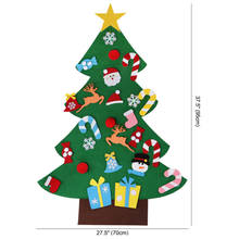 Conjunto de parede para árvore de natal de feltro, faça você mesmo, árvore de natal com corda pendurada + 26 enfeites, para bebês e crianças, presentes de natal 2024 - compre barato