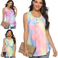 Camiseta de manga corta con cuello en V para mujer, ropa con estampado Tie-dye, estética, vintage, informal, holgada, 2021 2024 - compra barato