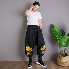 Calças de harém estilo chinês, calças masculinas de harajuku, hip-fu, soltas, pernas largas, bordado, chinês, 11175 2024 - compre barato