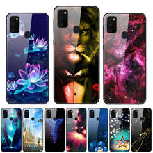 For Samsung Galaxy M21 Case Tempered Glass Printed Back Cover Hard Case For Coque Samsung M21 M 21 Phone Case fundas M21 2020 2024 - buy cheap