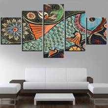 Animals Wall Art Print Oil Paintings Modular Unique Posters Pictures Canvas 5 Panels Fish Koi Home Decor Modern Wallpapers 2024 - buy cheap