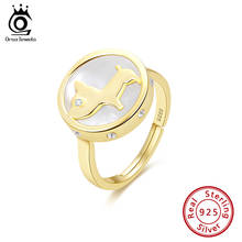 Orsa jewels, anel para garotas, prata esterlina 925 real, camada dupla, formato de cachorrinho, tamanho ajustável, 2020, nova joia eqr13 2024 - compre barato