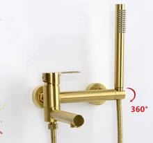 Grifo de bañera de cobre y latón dorado pulido, grifo de baño frío y caliente, juego de ducha de baño de cascada IS299 2024 - compra barato