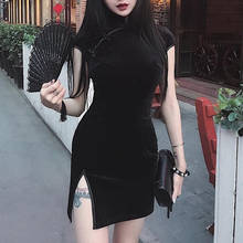 Cheongsam Vintage Chinese Dress Women 3Colors Satin Gothic Style Qipao Short/full Sleeve Party New Year Clothes Harajuku Vestido 2024 - buy cheap