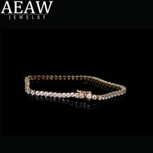 Aeaw pulseira sólida de 14k e ouro df de 3mm., bracelete de moissanite lab diamante, moldura para casamento, presente de joia fina de aniversário. 2024 - compre barato