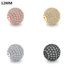12MM Luxury Micro Pave Cubic Zirconia Ball Charms Beads For Men Bracelet Necklace Making Jewelry Crystal Brass Spacer Accessorie 2024 - buy cheap