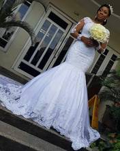 ANGELSBRIDEP Long Sleeves Mermaid Wedding Dresses Vestido De Noiva Fashion Applique Court Train Dubai African Bride Dresses 2024 - buy cheap