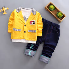 Baby Boy Clothes Korean Fashion Jackets + T-shirts + Jeans 3PCS Infant Clothing Kids Bebes Jogging Suits Wedding Suits Outfits 2024 - buy cheap