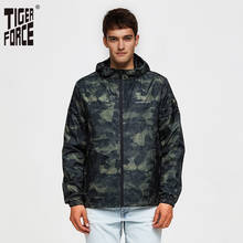 TIGER FORCE Spring Men Casual Jacket Hooded Camouflage Jacket with Print Men's Windbreaker Coat Male Army Camo Outwear 2024 - купить недорого