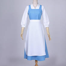 Cosplay Princess Dress Maid Dress Made Halloween Cosplay Adult Women Beauty and the Beast Belle Blue Maid Dress Party Costume 2024 - buy cheap