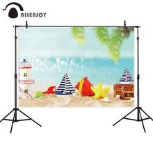 Allenjoy summer photographic background bokeh sand beach lighthouse colorful toys kid portrait halo holiday backdrop photophone 2024 - buy cheap