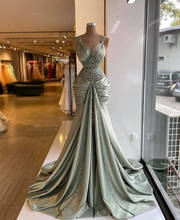 Modest Mint Green Mermaid Prom Dresses 2021 Vintage Crystal Long Prom Gowns Lace Up Formal Event Party Dress Real Image 2024 - buy cheap