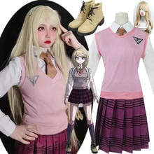 New Danganronpa V3 Akamatsu kaede cosplay costume Women's uniform Anime shoes Shirt Vest / skirt / socks/Wigs JK school uniform 2024 - buy cheap