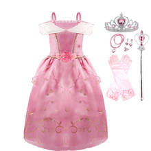 Vestido de la Bella Durmiente para niños, disfraz de princesa Aurora, disfraz de fiesta de princesa para niña, maquillaje infantil, vestido de noche de fantasía 2024 - compra barato