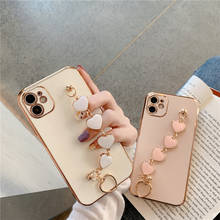 Luxury plating Love heart chain Wrist Bracelet soft phone case for iphone 12 Pro Max 11 Pro Max X XS XR 7 8 Plus 13 cute cover 2024 - buy cheap
