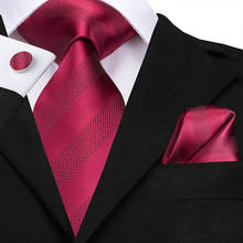 Hi-Tie Men Red Tie Silk Wedding Ties for Men 8.5 cm Floral Tie Pocket Square Cufflinks Set Burgundy Neck Tie for Business Party 2024 - buy cheap