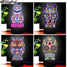 Lâmpada led diafai de diamante pintura 5d luz diamante bordado colorido sete luzes strass presente bricolagem natal halloween 2024 - compre barato