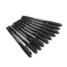 10PCS Fine Dual Heads Marking Pen Marker Waterproofink Thin Nib Black 2024 - buy cheap