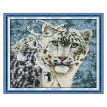 Snow leopard-punto de cruz con cuentas, punto de cruz DMC, 11CT, 14ct, Kit de punto de cruz DIY, bordado para decoración del hogar, costura 2024 - compra barato