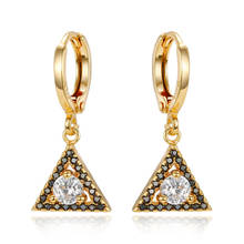 1Pair Vintage Micro-inlay Zircon Triangles Hoop Earrings For Women Brightly Gold Metal Color Circle Crystal Earrings Jewelry 2024 - buy cheap