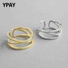 YPAY Genuine 925 Sterling Silver Open Rings for Women Lady Double Layers Letter X Cross Simple Bague Fine Party Jewelry YMR723 2024 - buy cheap