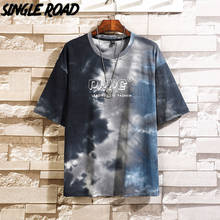 SingleRoad-camiseta negra de gran tamaño para hombre, camisa Punk de algodón teñido anudado, ropa de calle japonesa, Harajuku, 2021 2024 - compra barato