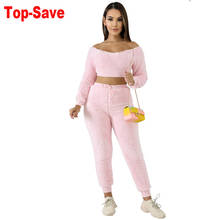 Autumn 2020 Winter Plus Size 2 Piece Set Women Knitted Corduroy Home Wear Casual Clothing Long Sleeve Elegant Sexy Night Club 2024 - buy cheap