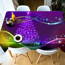 Luminous Christmas Tree Pattern Waterproof Tablecloth 3d Table Cloth Merry Christmas Rectangular And Round Table Cover 2024 - buy cheap