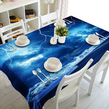 3D Tablecloth Blue Sky Earth Stars in Space Merry Christmas Waterproof Thicken Rectangular and Round Table Cloth for Wedding 2024 - buy cheap