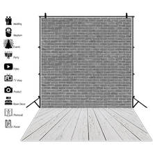 Laeacco Gray Brick Wall Wooden Floor Children Portrait Photography Backgrounds Photographic Backdrops Photocall For Photo Studio 2024 - buy cheap