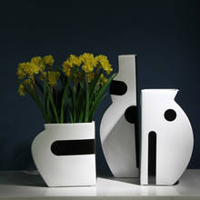 Керамическая ваза, абстрактная черно-белая Цветочная композиция, настольные керамические изделия, креативные современные украшения для дома 2024 - купить недорого