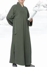 UNISEX high quality ramie zen lay meditation uniforms buddha robe clothing buddhist gown shaolin kung fu monks suits green/grey 2024 - buy cheap