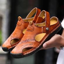 Sandalias clásicas de piel auténtica para hombre, zapatillas de playa cómodas y suaves, para verano 2024 - compra barato