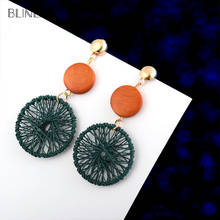 BLINLA 2019 Fashion Vintage Simple Wooden Big Round Drop Earrings for Women Long Hollow Mesh Pendant Earring Statement Jewelry 2024 - buy cheap