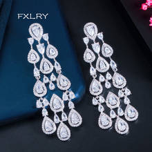 FXLRY Gorgeous White Water Drop Cubic Zirconia Women Long Tassel Earring For Women Wedding Party Jewelry 2024 - buy cheap