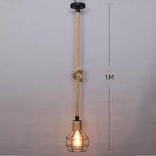 Lámpara colgante de cuerda de cáñamo Industrial, Luz Retro para decoración de restaurante, Loft, accesorios de cocina, barra de luz de suspensión manual 2024 - compra barato